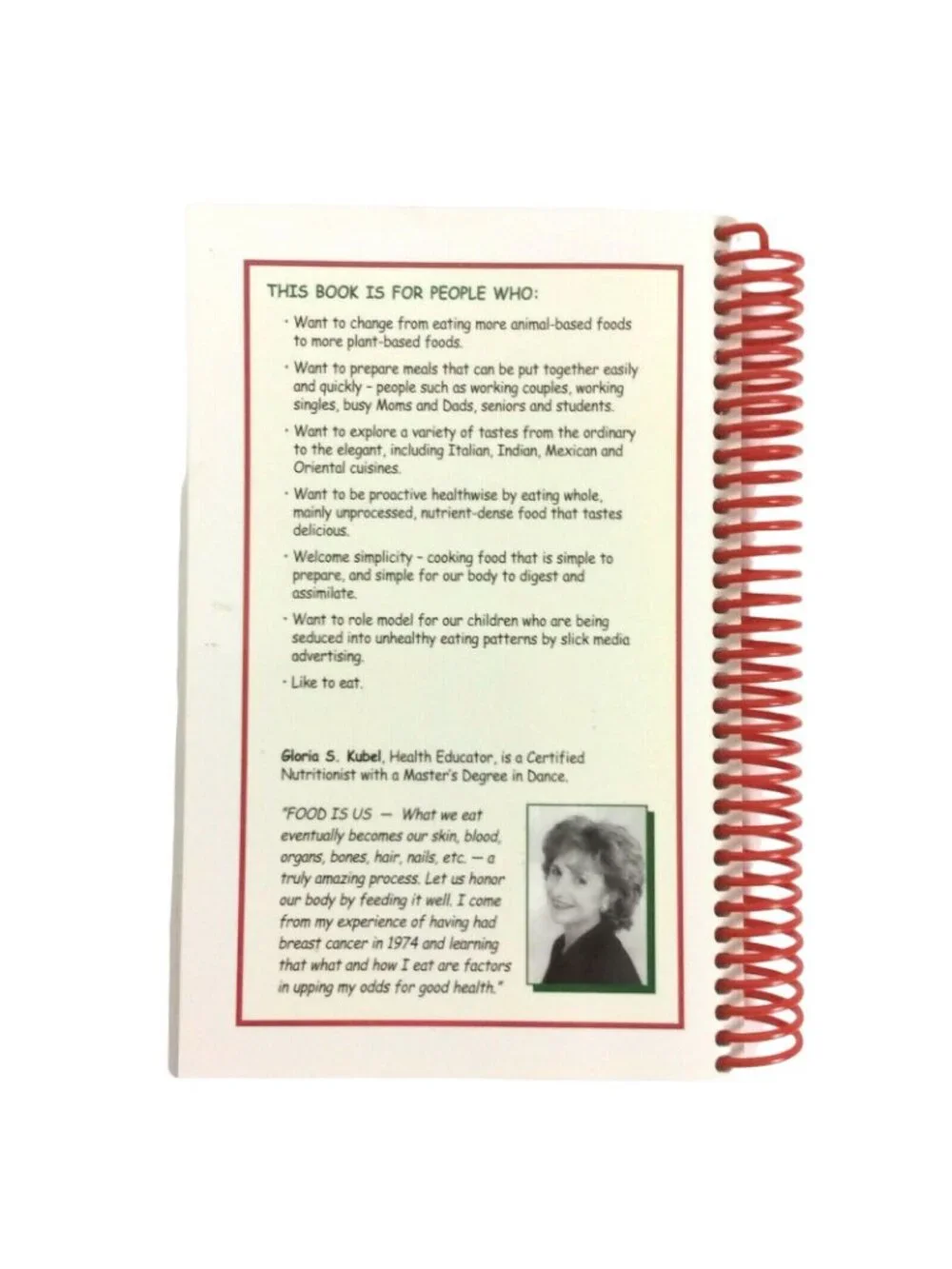 Food Is Us: Easy Tasty Mostly Vegetarian Cooking Cookbook By Gloria S Kubel 2002